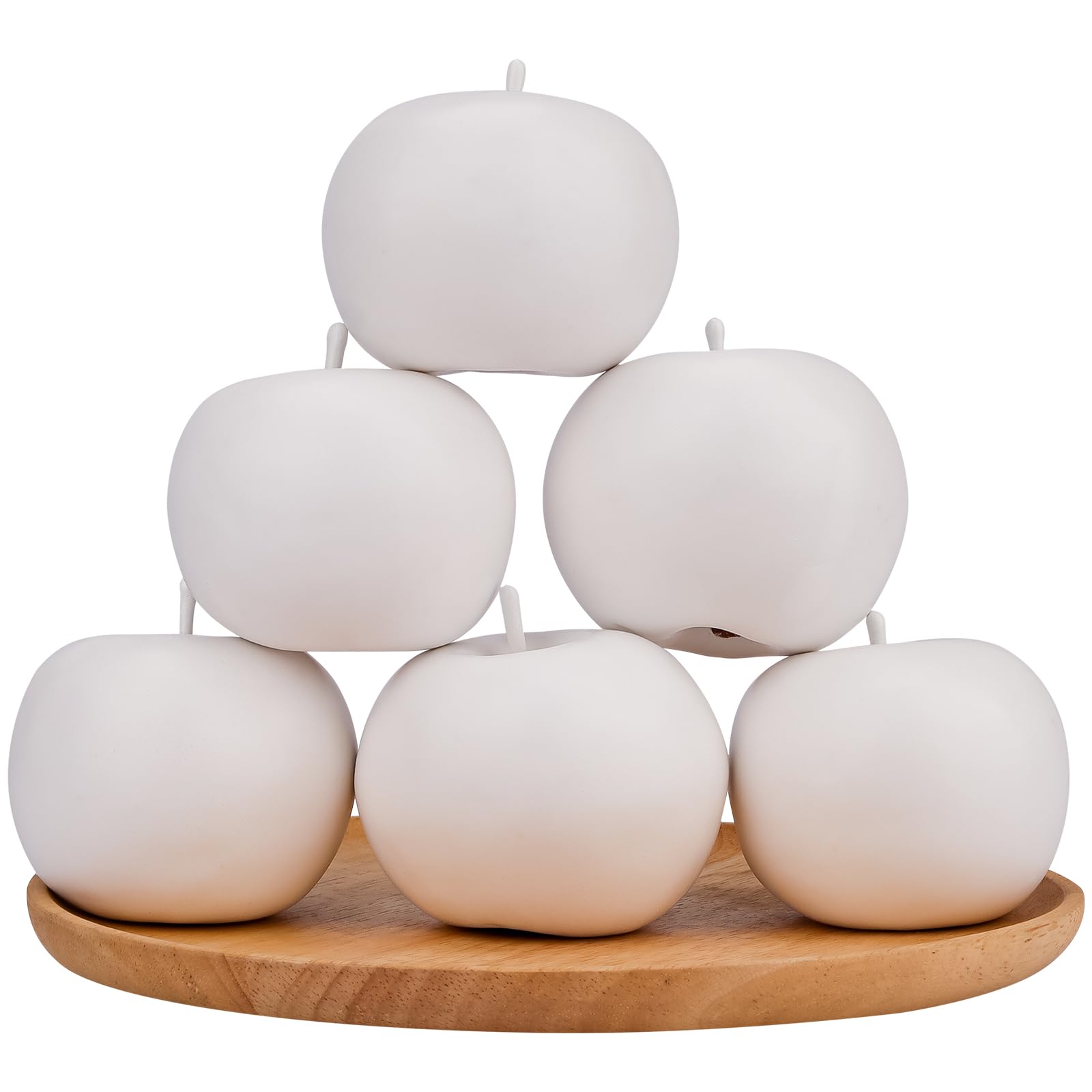Meiwlong 6 PCS Artificial Lifelike Apples Decoration Home Holiday Fake Simulation Plastic Model Props Faux White Fruit Garnish Party Kitchen