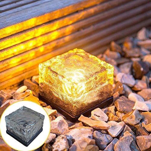 LEEPO Frostfire Paver Light Waterproof Solar LED Brick Ice Cube Plaza Road Trails In-Ground Decoration Light Bright Buried Light(Warm White)