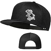 Mens Snapback Hats Flat Bill Brim Hats for Men Baseball Cap Fitted Hats Skull Decor Skeleton Hand Rose Flower Floral