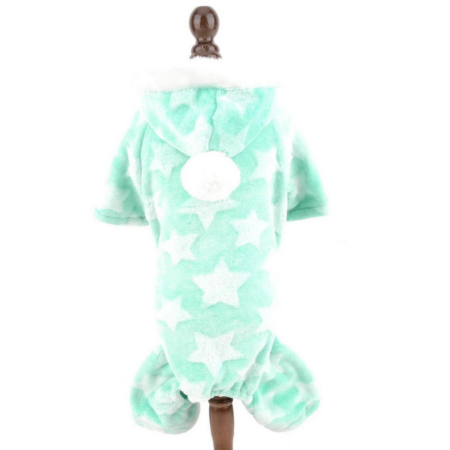 SMALLLEE_LUCKY_STORE Super Soft Pet Fleece Hoodie Pajamas Pjs for Small Dogs Cats Stars Pullover Jumper Boy Girl Warm Winter Jumpsuit Coat Puppy Clothes Toy Poodle Shih Tzu Pug,Green XL