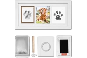 Xylitic Dog Paw Print Kit Keepsake, Pet Paw Print Impression Kit with No Toxic Clay and No Mess Ink Pad, Wood Dog Memorial Picture Frame, Dog Memorial Gifts for Dog Lovers