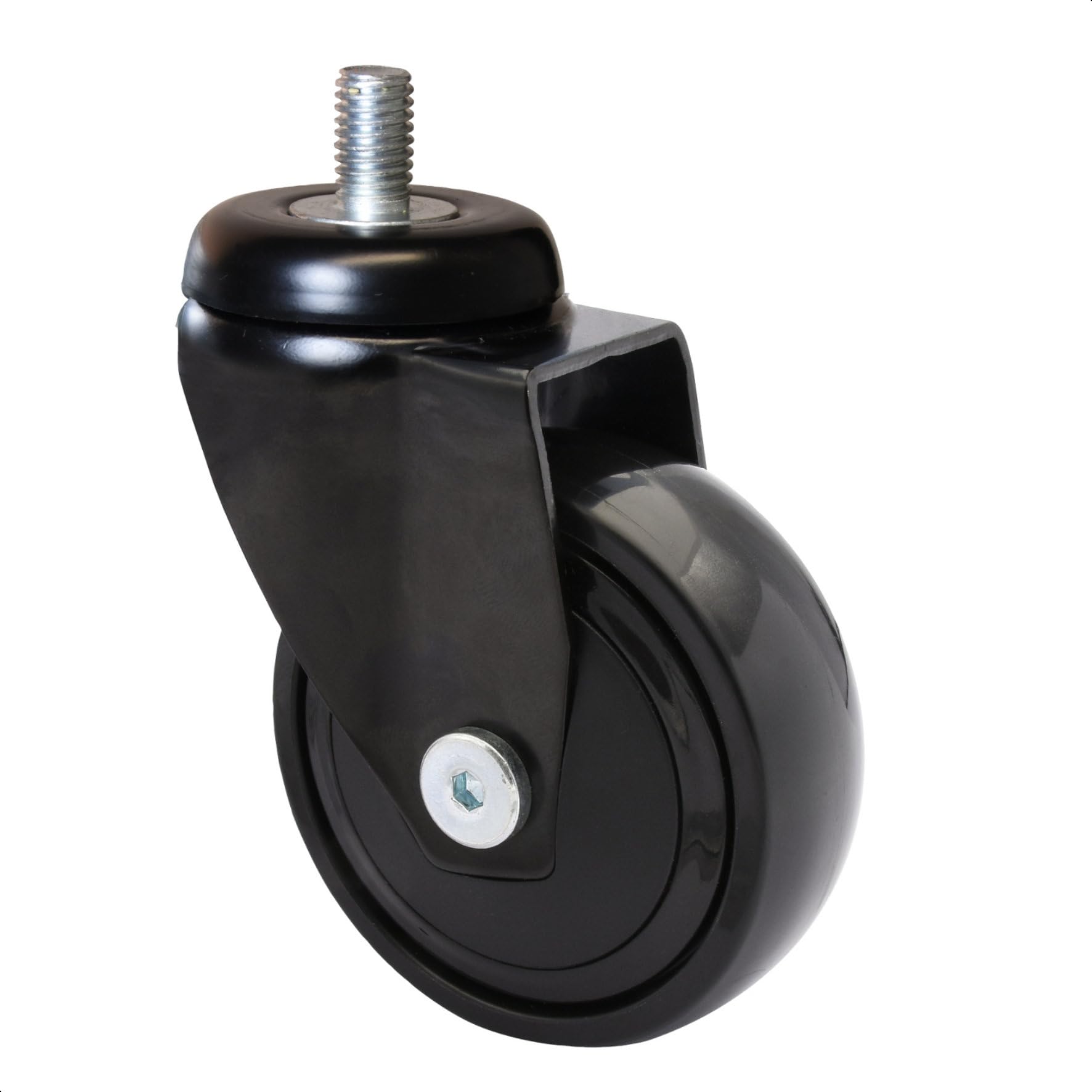 WAGNER ultra-turnable 360° - 3C - design swivel castor/furniture castor - black, soft running surface, with grub screw 10 x 16 mm, diameter Ø 75 mm, load capacity 75 kg - 01227766