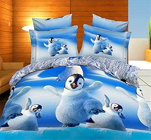 Fantacy The Happy Dancing Polar Penguins 3D Printed 4 Pcs Cotton Bedding Set Queen Size&amp;Twin Size For Family Gift Comforter Not Included