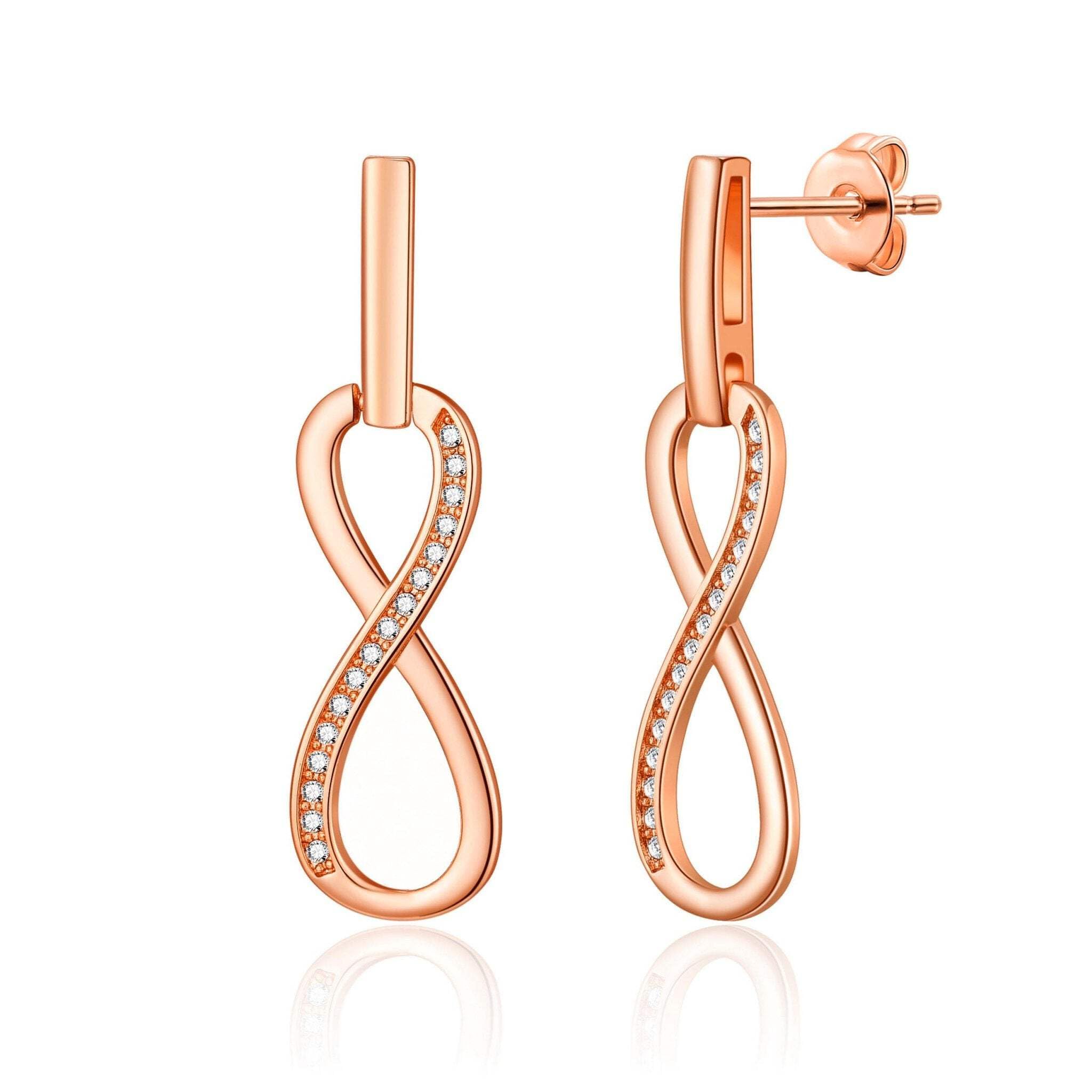 Philip Jones Rose Gold Plated Infinity Drop Earrings Created with Zircondia® Crystals