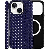 ZOEVEES Magnetic Case for iPhone 15, Compatible with MagSafe, Aesthetic Polka Dot Cute Design for Women, Hybrid 2-Layer Hard Shell Phone Cover, Blue