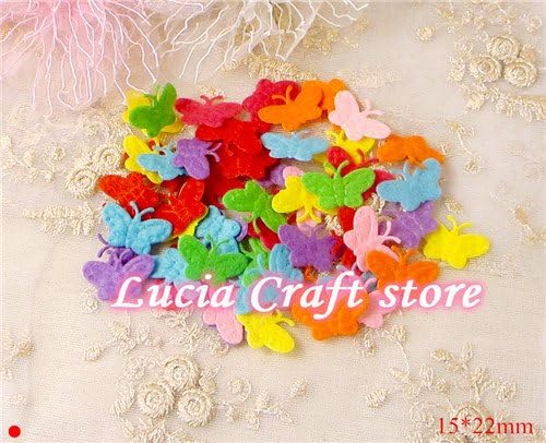 100pcs/lot Random mixed colors Butterfly shape Sew-on Patch Handmade Applique (15*22mm )