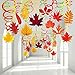 45 Pack Fall Party Swirls Hanging Foil Swirl Streamers with Foil Autumn Leaf Strings Fall Banner Tinsel Garland for Thanksgiving Halloween Birthday Bachelorette Wedding Ceiling Backdrop Decoration