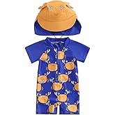 mlpeerw Baby Boy Girl Swimsuit One Piece Short Sleeve Rash Guard Zipper Swimwear Toddler Bathing Suit Infant Beach Outfits
