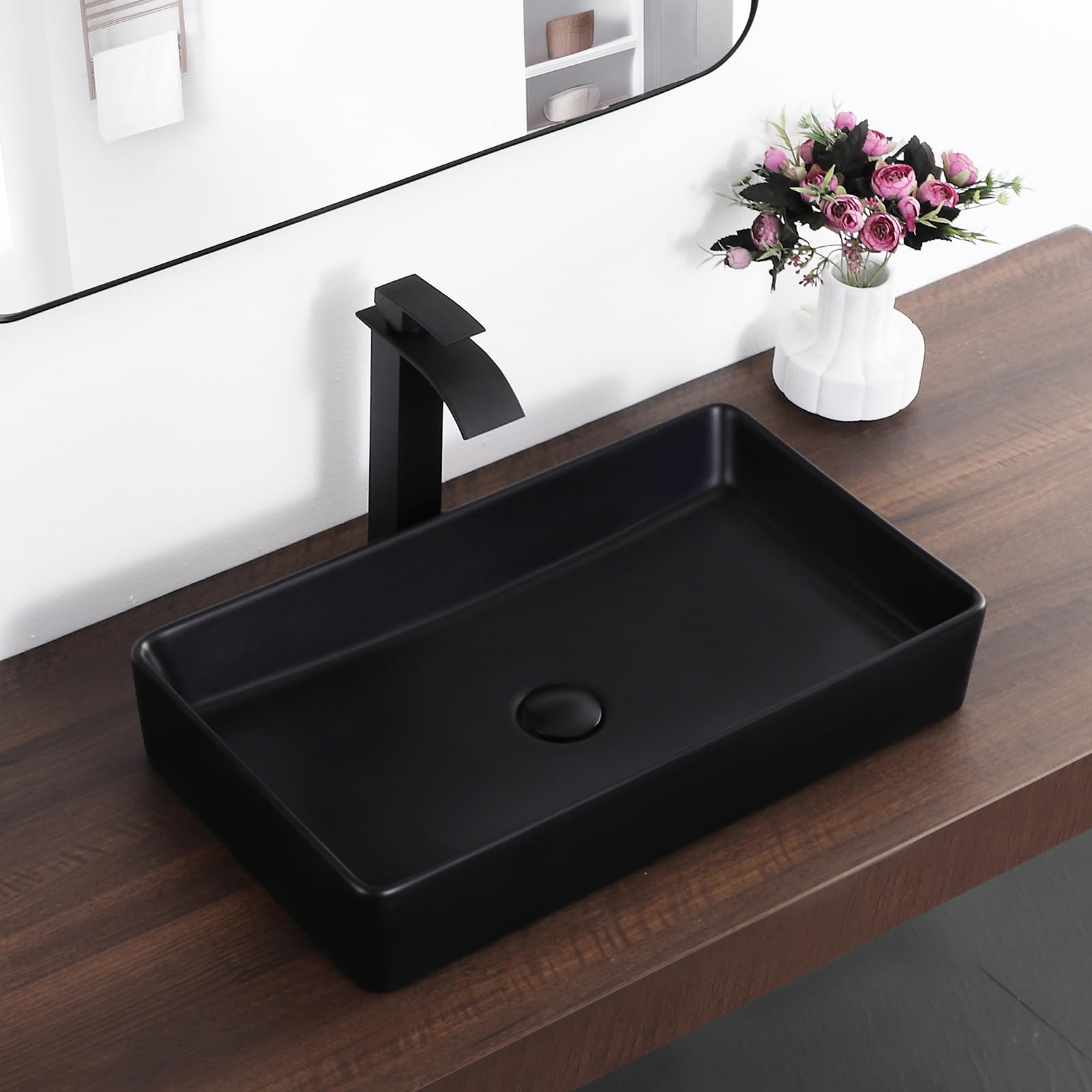 Photo 1 of 
***Need to be clean ****
KARAMAG Black Vessel Sink Rectangle 24"x14" Bathroom Sink Above Counter Porcelain Ceramic Small Sink Bowl Ceramic Vessel Sinks for Bathrooms