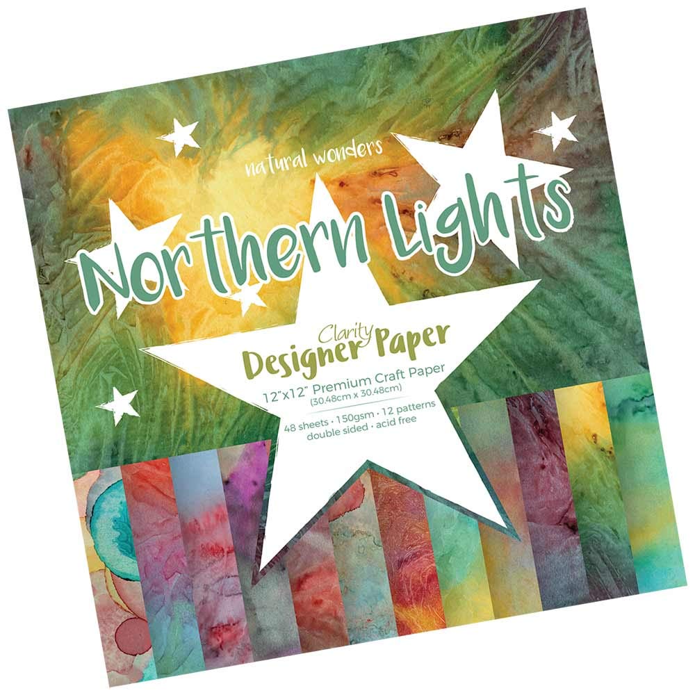 Northern Lights - Clarity Designer Paper 12" x 12": Decorative Craft Paper Pad, Designer Speciality Paper for Scrapbooking, Card Making, Printmaking, Stamping, 150 GSM