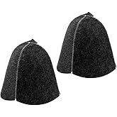 Banya Hat - Sauna Hat for Women Protect Head and Hair - Wool Sauna Hat for Men Heat-Resistant Cloth, Pack of 2 Grey