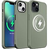 Mobnano for iPhone 14 & iPhone 13, Compatible with MagSafe – Frosted Matte Shockproof, Replaceable Anti-Collision Corners & Buttons (2 Colors), Slim Fit & Full Protection Phone Cover - Green