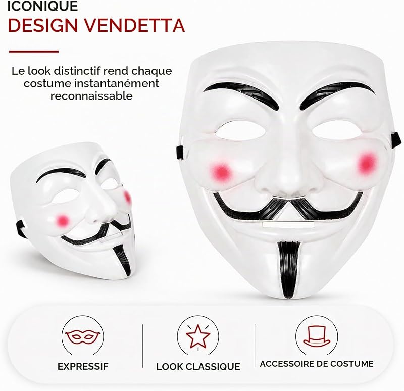 Masque Vendetta - Accessoires de déguisement pour hommes et femmes - pour le carnaval et les adultes — photo 6 sur 8