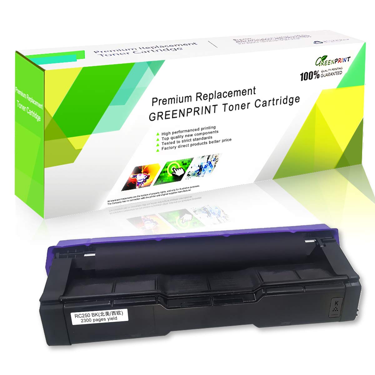 GREENPRINT Black Toner Cartridge, High Capacity 2300 Pages, Compatible with RICOH Aficio SP C250DN C250SF C261SFN C261SFNw C261DNw Printers