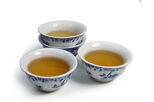 Liang baobao Chinese Traditional Tea Tasting Cup Set of 4, 2oz White Porcelain Mini Cups for Gongfu Tea Ceremony (Butterfly L