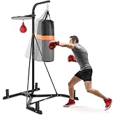 Goplus Punching Bag with Stand for Adults, Free-Standing Heavy Bag Stand with Height Adjustable Speed Bag for Boxing, Sandbag Rack Bracket Station for Home Gym Workout Fitness, Holds up to 220LBS