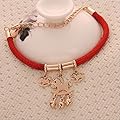 Winter's Secret Adjustable Lovely Horse Pendant Red Hand Knitting Heart Link Bracelet