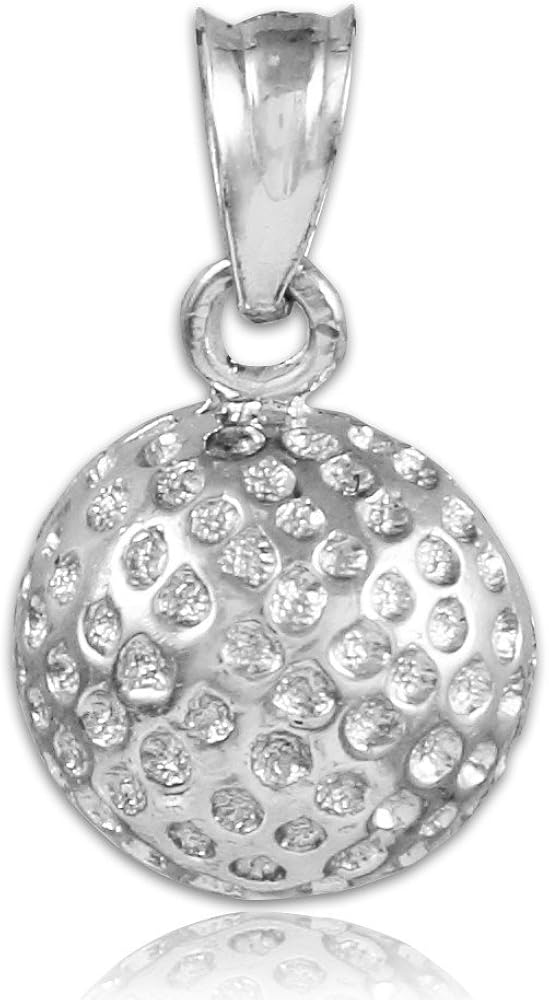 14k White Gold Golf Ball Charm Sports Pendant Jewelry