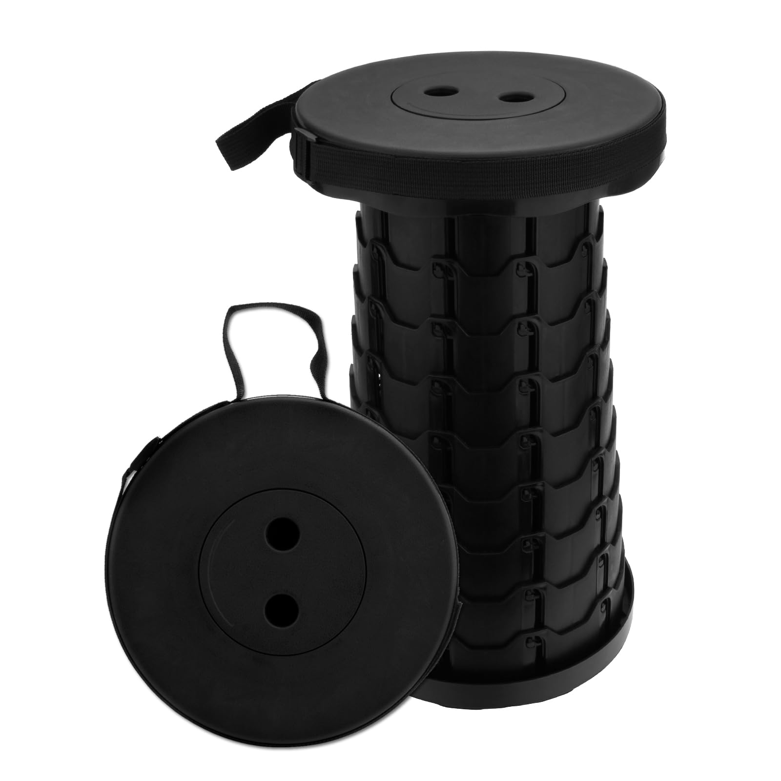 Twilight Garage Portable Telescoping Stool, Collapsible Stool Retractable Plastic Stools for Camping Fishing Hiking Travel BBQ Picnic, Max Load 480lbs (Black)