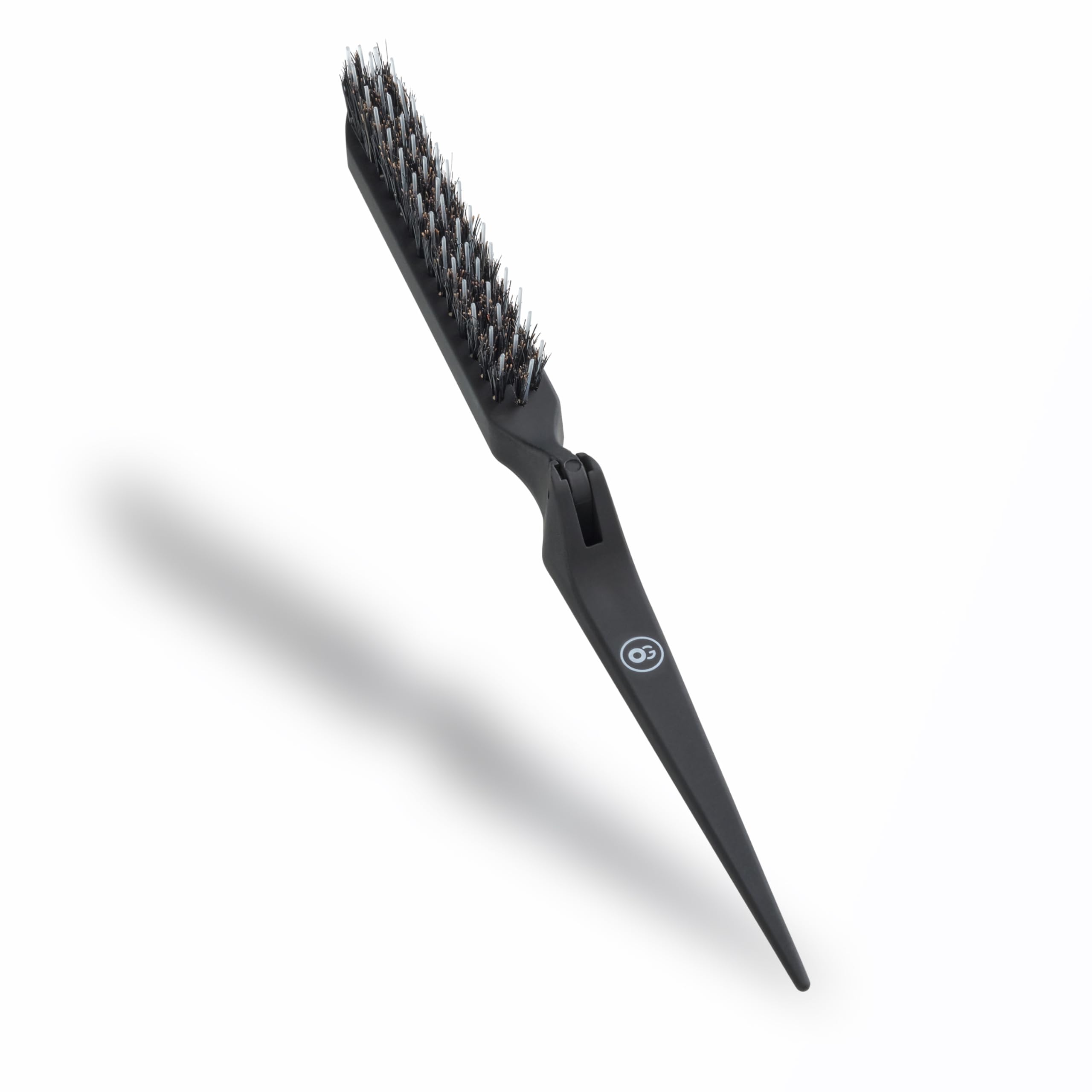 Olivia Garden Expert Style Up Boar & Synthetic Bristles Hairbrush - Matt Black - For Creative Updos, Teasing & Volume, Enhances Shine & Reduces Breakage