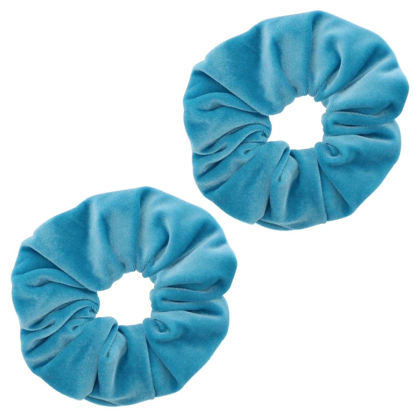 Topkids Accessories - Luxury Velvet Scrunchie Scrunchies Elastic Hair Band Ponytail Holders Hair Scrunchie Hair Bobbles Hair Accessories for Women, Ladies, Girls - Pack of 2 (Light Turquoise)