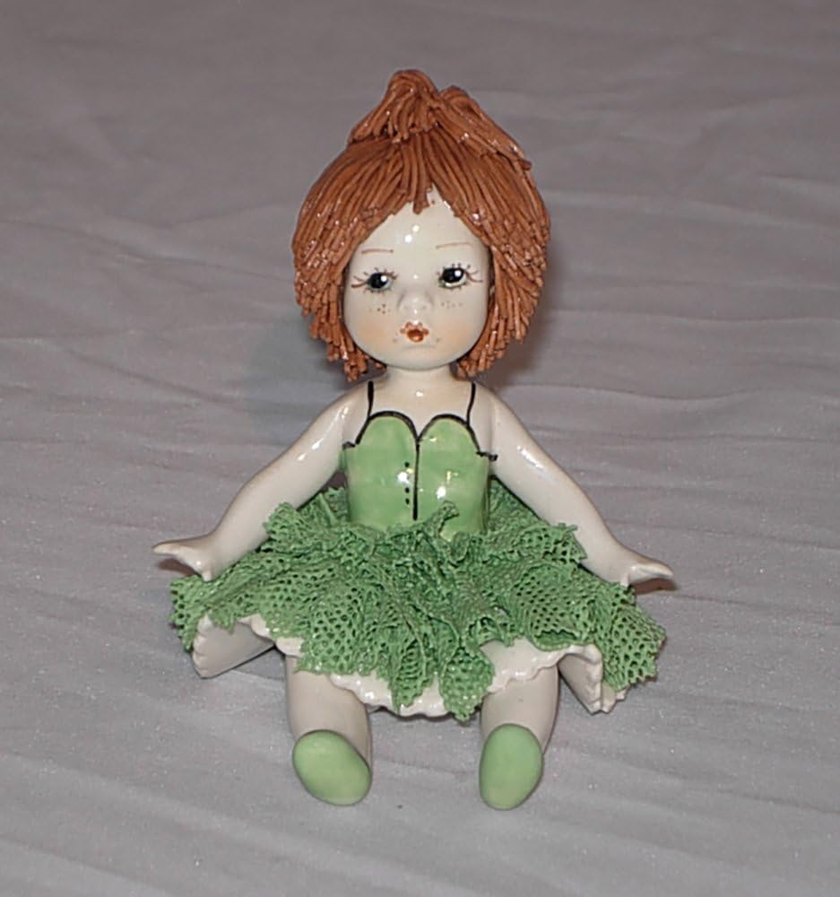 Zampiva Authentic Italian Vinatge Shelf Sitting Ballerina Doll in Green and Brown Hair Collectible Figurine