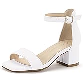 HEHAINOM Girls Dress Shoes Heels Sandals Little Big Kids Square-Toe Ankle Strap Wedding Party Flower Girls Shoes