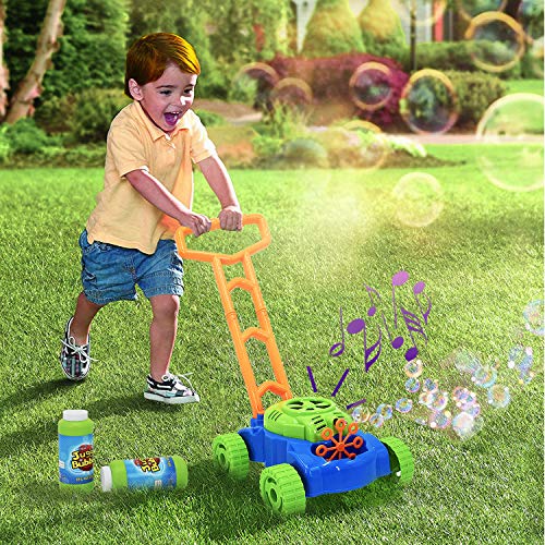Hedgbobo Music Bubble Lawn Mower Electronic Bubble Blowing Mover Outdoor Push Toys