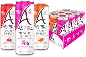 ASPIRE® Classics Variety Pack, Healthy Energy Drink 80mg Natural Caffeine, Zero Sugar No Carbs Keto Friendly, 12 Pack Green Tea Sugar Free Drink Low Caffeine Zero Calorie