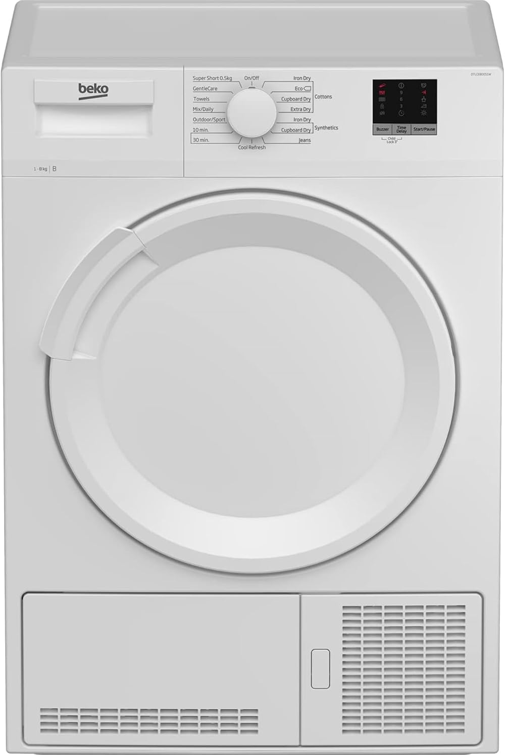 Beko DTLCE80051W Tumble Dryer 8 kg Condenser White B Energy