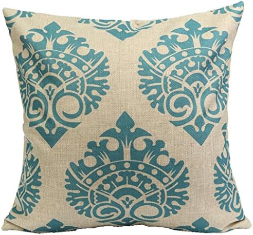 Cushion Cover Home Blue Flower Shape Pattern Cotton Pillow Case (No.4)