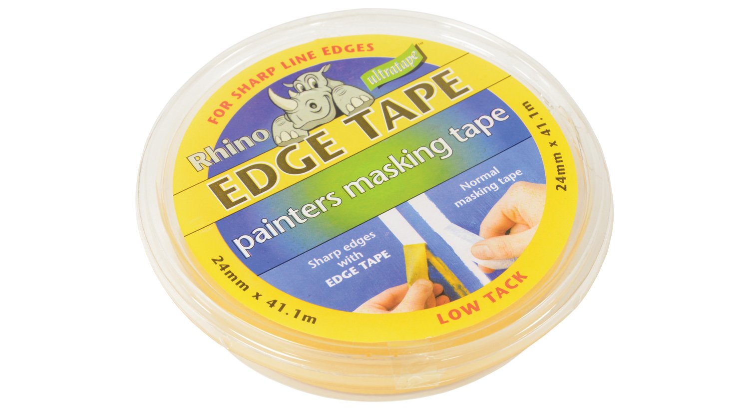 CENTURION TA127L Painters Sharp Line Edge Masking Tape, Yellow, 24mm X 41.1m