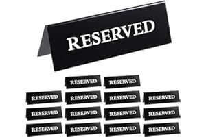 TOBEELEC 14 Pcs Reserved Table Signs, Black Reserved Signs Reserved Seating Signs, Reserved Table Signs Acrylic Reserved Table Tent Signs, Reservation Seat Signs for Wedding Restaurant Office Meeting Chairs