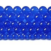 8MM 46PCS Deep Blue Chalcedony Natural Stone Loose Beads for Jewelry Making DIY Bracelet