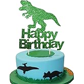 Letromp Dinosaur Cake Topper Green Glitter 1st 2nd 3rd 4th Birthday Party Supply