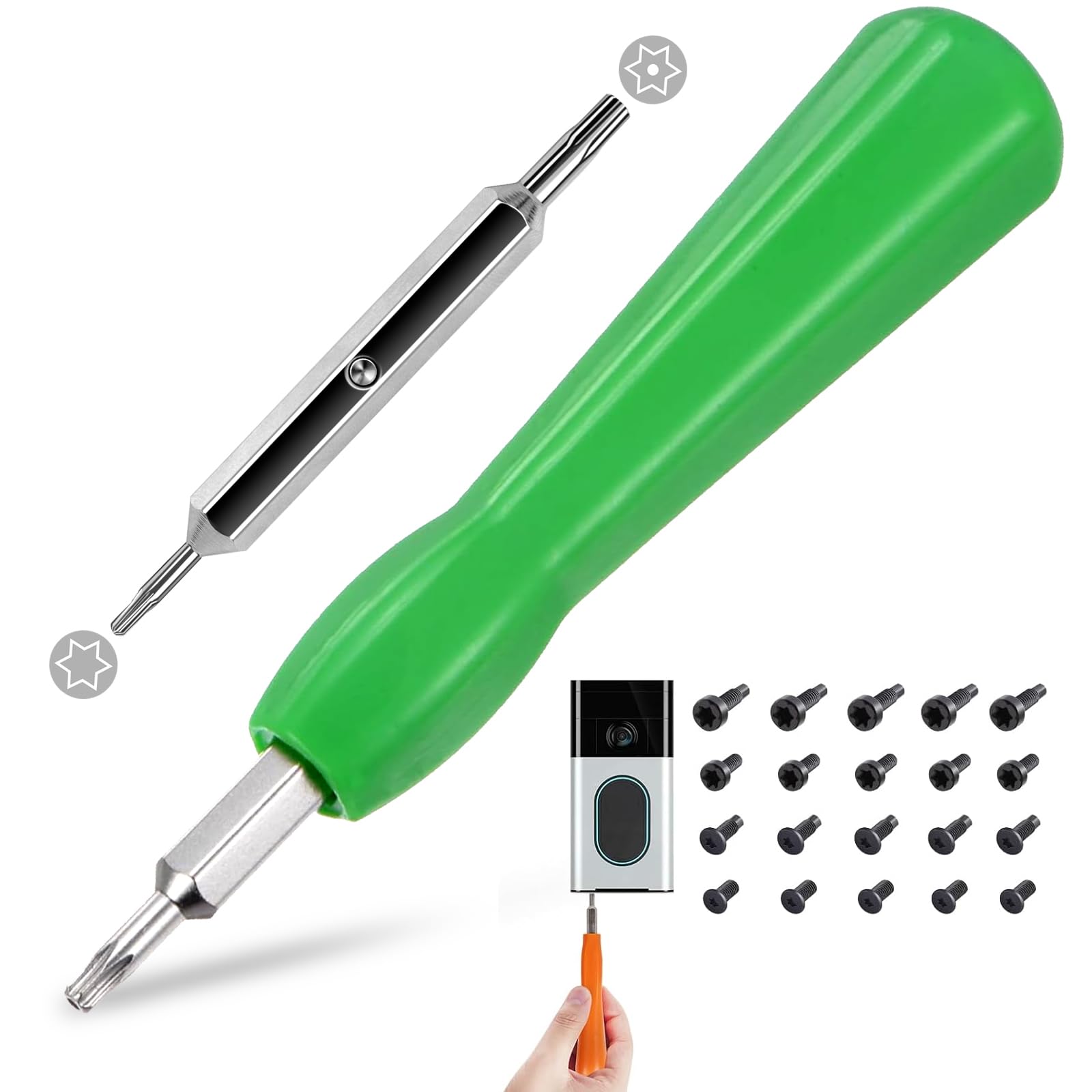 Ring Doorbell Screws - 20 PCS Double-Ended T6 T15 Security Screws for Ring 2nd Gen Doorbell (Green)