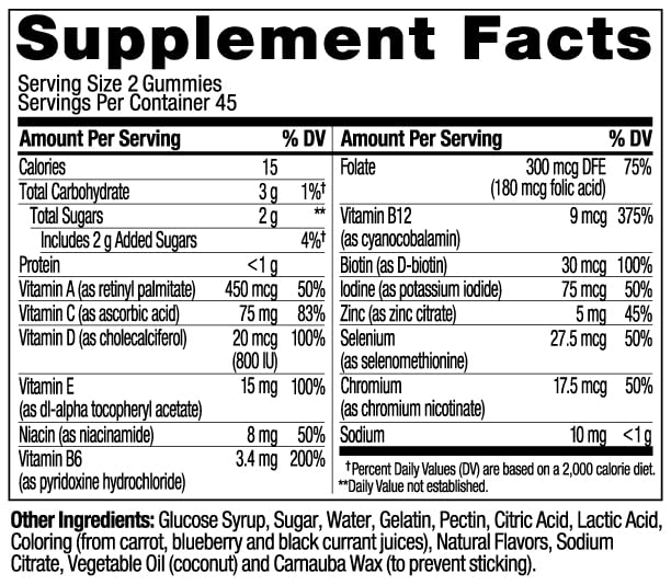 OLLY Men's Multivitamin Gummy, Vitamins A, C, D, E, B, Zinc, Blackberry Flavor, 45 Day Supply - 90 Count