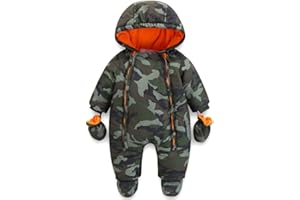 JiAmy Baby Snowsuit Baby Boys Girls Winter Hooded Clothes with Gloves Booties Toddler Cotton Jumpsuit
