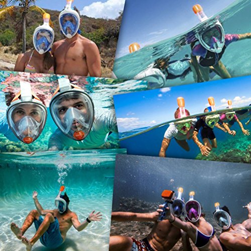 image for Henscoqi 180° Full Face Snorkel Mask,Anti-Fog and Anti-Leak Design/Ad