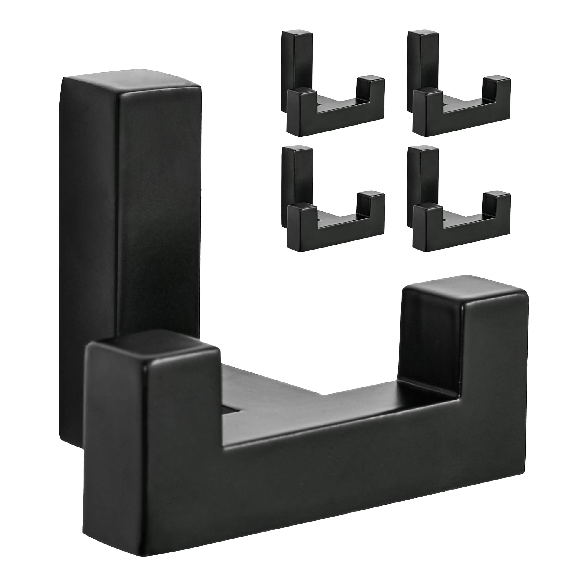 SARIHOSY Square Coat Hook, Wall-Mounted Coat Hook Suitable for Kitchen, Bedroom, Bathroom, Black 5 Towel Hook Storage Coat Rack Wall Mounted Clothes Hook