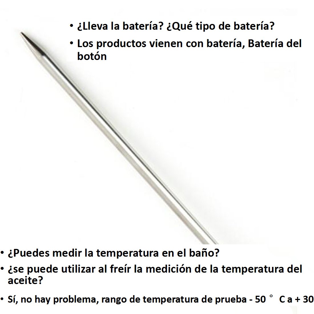 Termómetro Digital de Cocina, Termómetro de Comida Reacción Rápida con Pantalla LCD Sonda Larga Apagado Automático para Alimentación, Carne, BBQ, Horno, Líquido, Comida Bebé, Bebida, etc