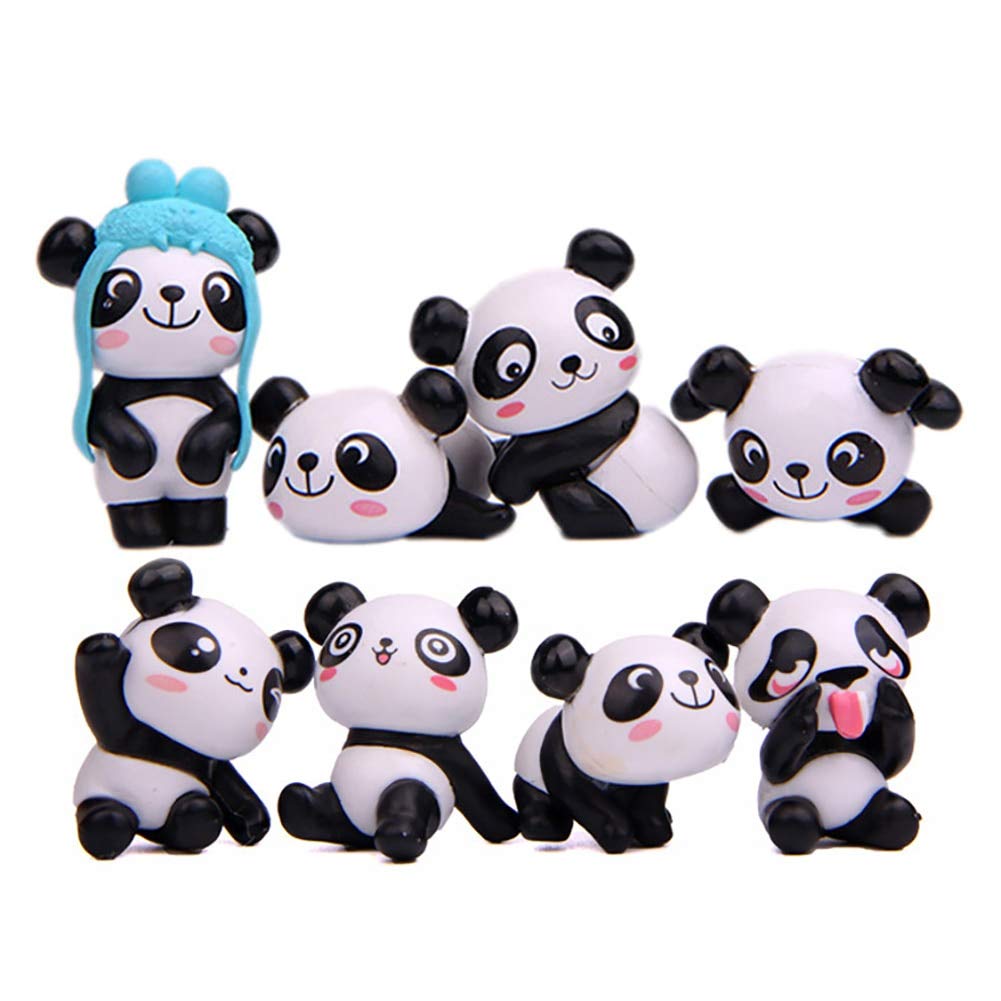 Edumarket241 Stuffed Animal 8Pcs/Set Cute Cartoon Panda Toy Figurines Landscape Fairy Garden Miniatu