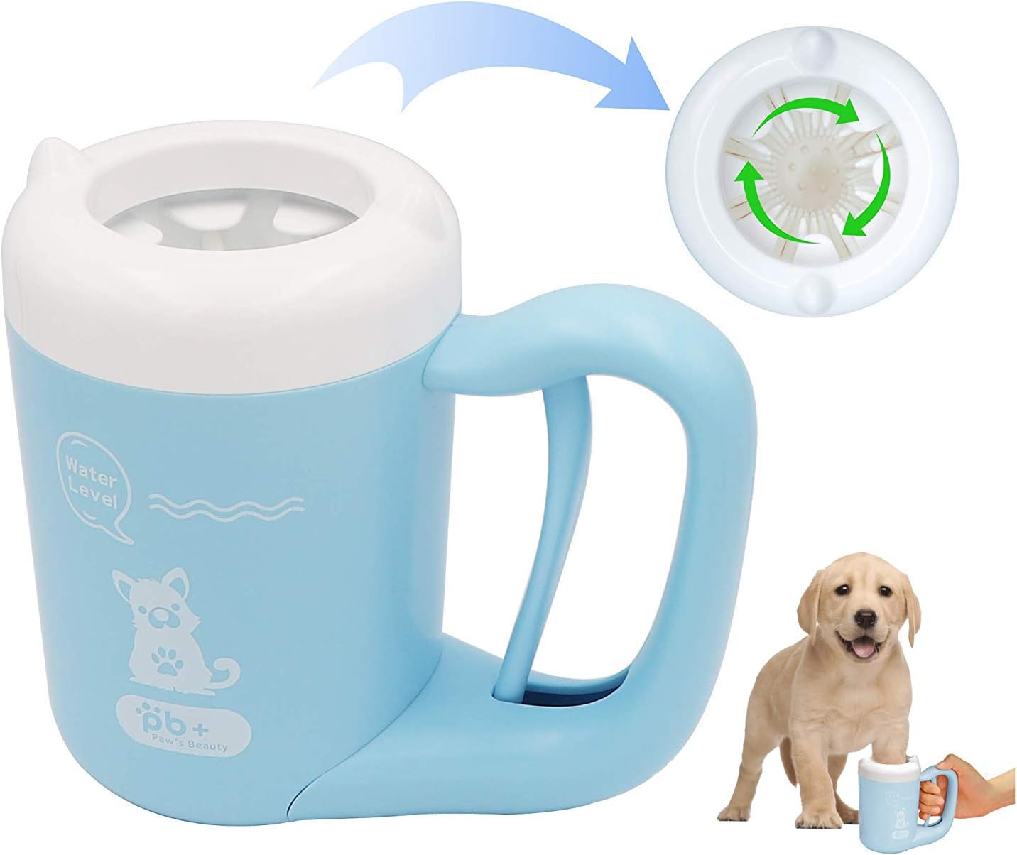 GLYDON Rotatable Paw Cleaner for Pets Paw Washer Cup for Dog and Cat Portable Dog Paw Cleaner Cup - Wet Paw Cleaner Press Rotation - Rotatable Soft Silicone Brush Comfortable and Convenient