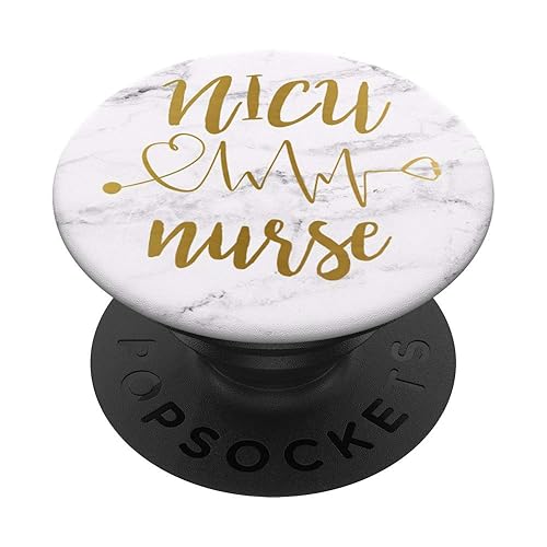 NICU Nurse Gold Stethoscope Marble Design PopSockets PopGrip