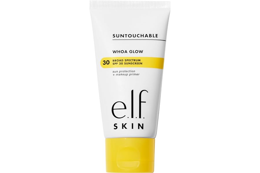 e.l.f. SKIN Suntouchable Whoa Glow SPF 30, Sunscreen & Makeup Primer For A Glowy Finish, Made With Hyaluronic Acid, Vegan & Cruelty-Free, Packaging May Vary, Sunbeam