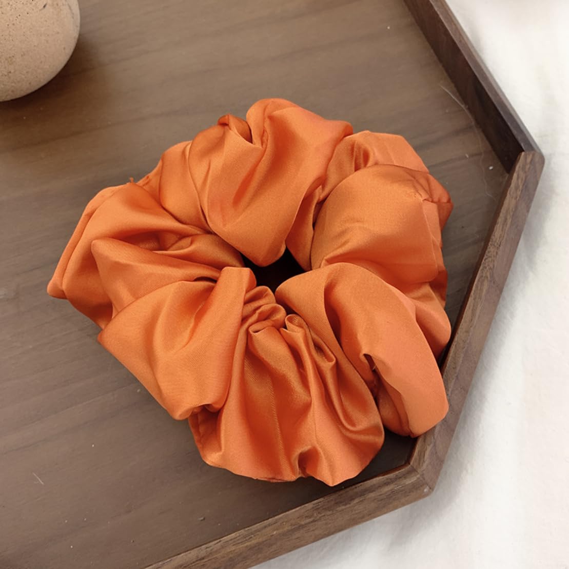 Pack of 2 Women's Elastic Hair Scrunchie Ponytail Holder Hair Band Hair Rubber Bands Hair Rope Braid Elastics Hair Accessories for Women Girls for Daily Wear, Orange