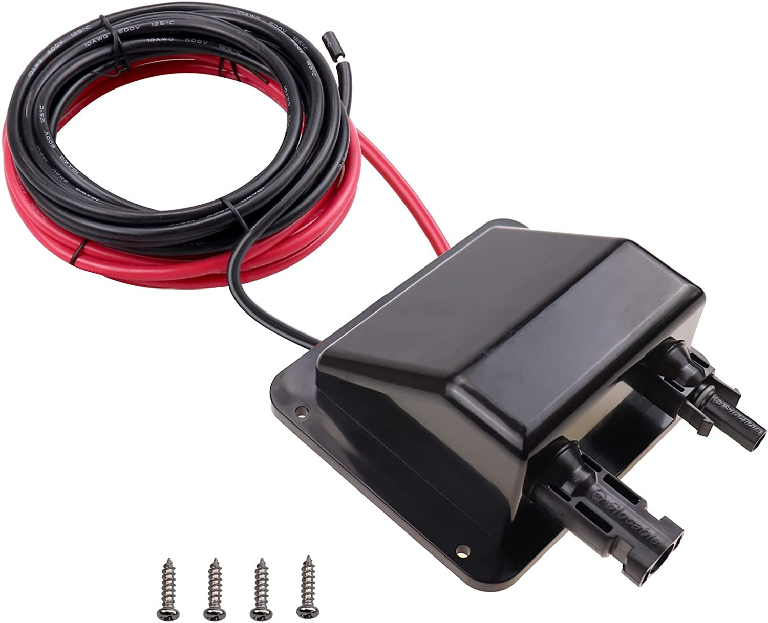 RKURCK 10Ft 10 AWG Cable ABS UV Resistance Dual Cable Entry Housing for Solar Project on Rv, Boat,Camper,Van, Weatherproof black bland