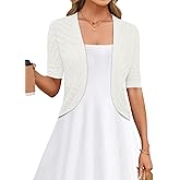 LOMON Womens Cropped Cardigan Short Sleeve Bolero Shrug Sweater Open Front Lightweight