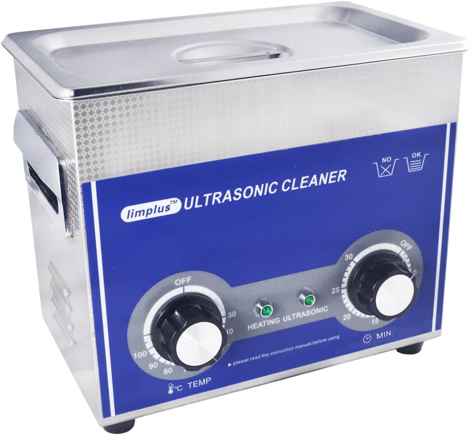 limplus LS-03 3liter 120W Commercial Ultrasonic Cleaner with Basket and Lid Injection Nozzles Denture Dental Surgical Instruments Fuel Injector Oil Remove 40kHZ Timer Heater