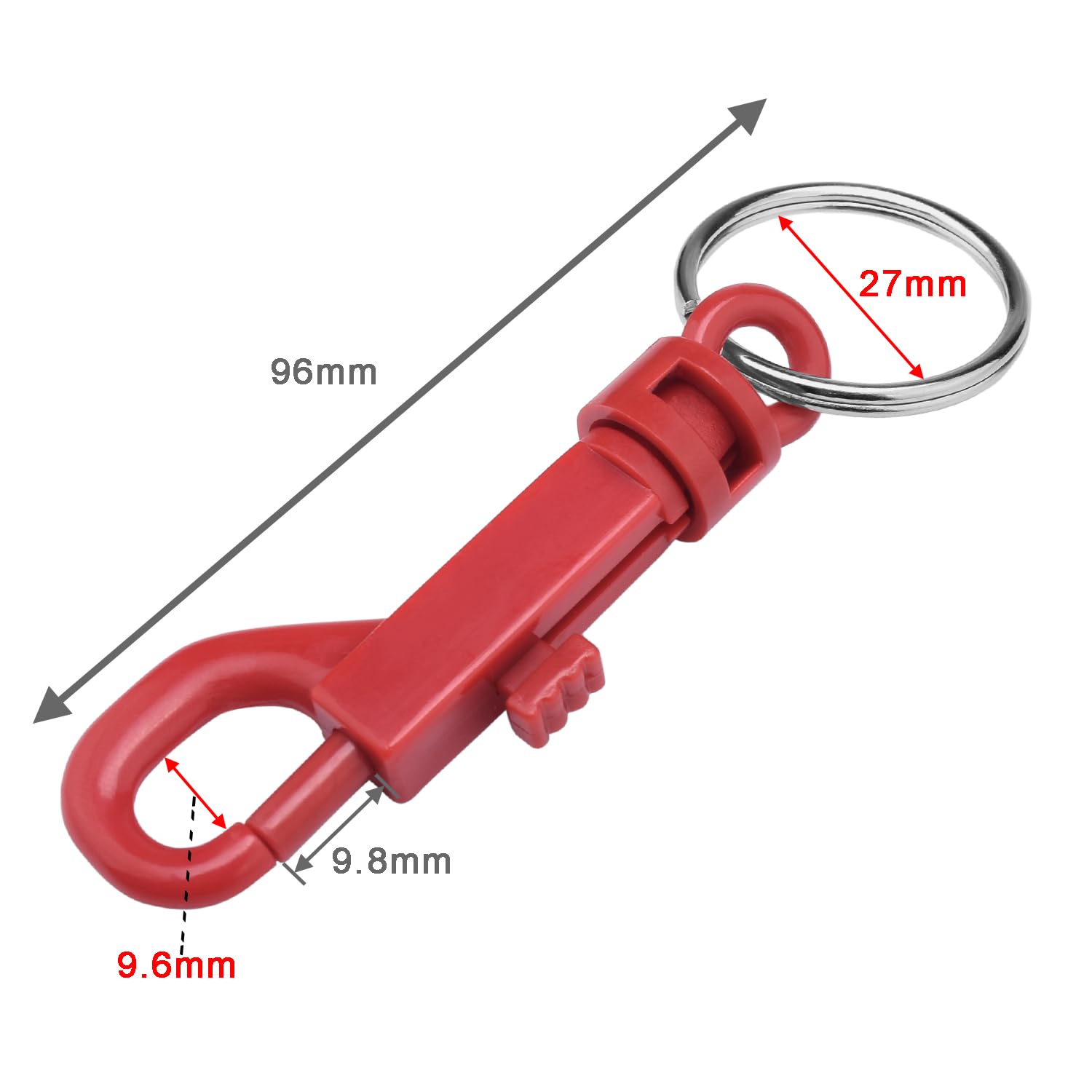 25 Pack Plastic Snap Hooks Rotary Cord Hole 6.5mm With Split KeyChain O-Ring 30mm Dia. For Backpack Outdoor Camping Kits#FLC018-AO (Colorful)